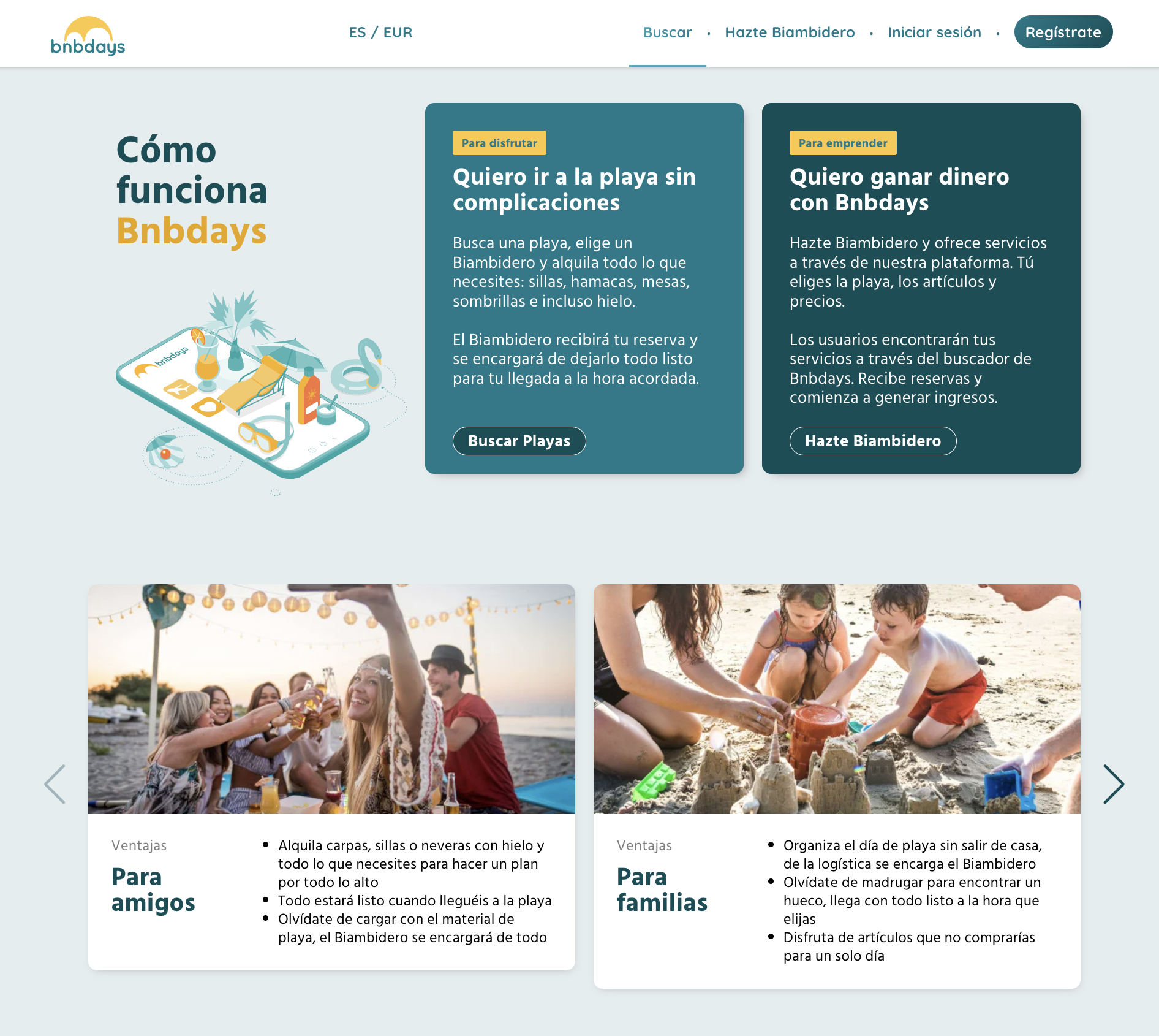 Bnbdays website, UX/UI design, Manu Esbozo